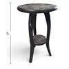 Image 3 : Carved Wooden Floral Motif Side Table w Lower Shelf 18" Tall