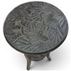 Image 4 : Carved Wooden Floral Motif Side Table w Lower Shelf 18" Tall