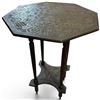 Image 3 : Carved Wooden Octagonal Side Table w Geometric Patterns 22x22x29"