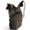 Image 1 : Tribal Woven Backpack with Plant-Fiber Fringe & Hide Front Pocket, Indigenous Style, 23x14 Inches