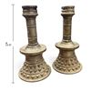 Image 2 : Pair Ottoman-Style Spelter Mortar Candlesticks with Studded Bases & Ridged Stems, 11.5 Inches