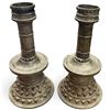 Image 3 : Pair Ottoman-Style Spelter Mortar Candlesticks with Studded Bases & Ridged Stems, 11.5 Inches