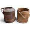 Image 1 : Pair of Antique Wooden Buckets w Handles & Lid 9.5" Approximate Diameter