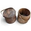 Image 2 : Pair of Antique Wooden Buckets w Handles & Lid 9.5" Approximate Diameter