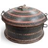 Image 1 : Antique Ottoman/Persian Carved Wooden Lidded Storage Vessel with Painted Motifs, 10.5" Diameter