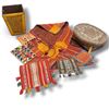 Image 1 : Collection of Asian Woven Textiles, Beaded Pouches, Rattan Basket, Bamboo & Wicker Decorative Items