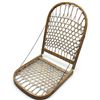 Image 1 : Vintage Sno-Shu Folding Wood & Rawhide Canoe Chair, Snowshoe Style, 23 x 15 Inches, Portable Seat