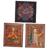 Image 1 : Three Turkmen Folk Art Paintings, Sulyno Hojagulyewa 2003 & Unsigned Textile, 9.5 x 11.75 Inches Set