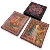 Image 2 : Three Turkmen Folk Art Paintings, Sulyno Hojagulyewa 2003 & Unsigned Textile, 9.5 x 11.75 Inches Set