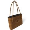 Image 2 : Brown Woven Ata Grass Basket Tote Bag, Double Shoulder Handles & Diamond Pattern, 11.5 x 3 x 8.5 In.