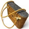 Image 3 : Brown Woven Ata Grass Basket Tote Bag, Double Shoulder Handles & Diamond Pattern, 11.5 x 3 x 8.5 In.