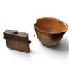 Image 4 : Collection of Wooden & Leather Bowls & Containers w Decorative Embellishments