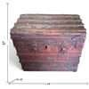 Image 2 : Antique Wood & Metal Trunk w Riveted Ironwork & Red Finish 28x18x25"