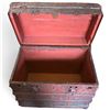 Image 5 : Antique Wood & Metal Trunk w Riveted Ironwork & Red Finish 28x18x25"