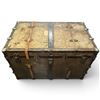 Image 3 : Antique Wood & Metal Banded Steamer Travel Trunk, Victorian Era, 40.5 x 24 x 26.5 Inches, Large Size
