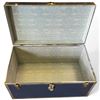 Image 5 : Vintage Blue Metal Steamer Trunk, Brass-Tone Hardware & Reinforced Corners, 35 x 20 x 18.5 Inches XL