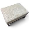 Image 2 : Cream & Grey Greek Key Geometric Upholstered Ottoman, Dark Wood Legs, 29 x 21 x 17", Footstool #2