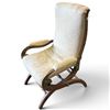 Image 2 : Victorian Folding Campaign Armchair, Wood Frame, Padded Seat & Back, Brass Hardware, 34 Inches Tall.
