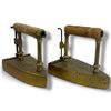 Image 1 : Pair of Brass & Wood Antique Irons
