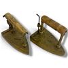 Image 2 : Pair of Brass & Wood Antique Irons