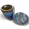Image 2 : Ryan Canelo Signed 1990 Studio Pottery Planter & Bowl with Blue-Purple Glazes