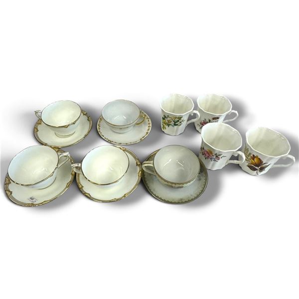 Assorted Tea & Coffee Cups Saucers by Coalport & Georgetown w Floral Designs