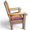 Image 3 : Oak Mission Style Armchair w Leather Seat Cushion Seat Height 19"