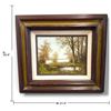 Image 2 : Landscape Oil Painting by Moncrief w Wooden Frame 17.5x15.5"