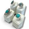 Image 1 : 4 New Rings * all stamped .925 * (Turquoise, Copper Turquoise, & Blue Chalcedony) Longest ring  is 3