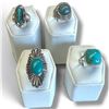 Image 2 : 4 New Rings * all stamped .925 * (Turquoise, Copper Turquoise, & Blue Chalcedony) Longest ring  is 3