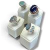 Image 1 : 4 New Rings * all stamped .925 * (Lapis, Opal Triplet, Blue Chalcedony & Coral) Longest ring  is 27