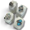 Image 2 : 4 New Rings * all stamped .925 * (Turquoise, Opal Triplet, and Variety of Faceted Crystals) Longest