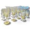 Image 3 : 24 Etched Glass Goblets & Tumblers, Floral Scroll Design, 8 Yellow Vaseline Depression Glass Pieces.