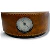 Image 4 : Framed Moonlit Harbor Landscape Painting (18.5 x 8.5 in.) & Inlaid Wood Mantel Clock