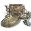 Image 1 : Silver Plated Tray & Candlesticks w Coronet & Rideau Plate Marks