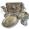 Image 2 : Silver Plated Tray & Candlesticks w Coronet & Rideau Plate Marks