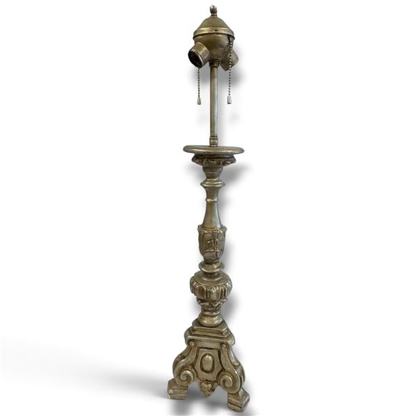 Ornate Carved Floor Lamp w Metallic Finish 26" Tall