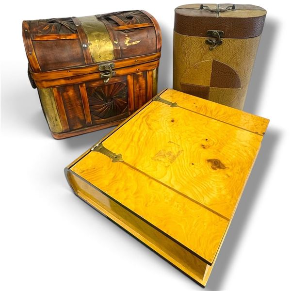 Set of Three Decorative Storage Boxes w Unique Designs