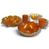 Image 2 : 5-Piece Marigold Carnival Glass Collection, Bowls, Pedestal Dish, Tumbler & Handled Mug, Iridescent.