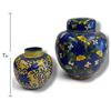 Image 2 : Pair of Chinese Cloisonné Enamel Vases Floral & Scroll Designs Tallest is 7.5" Tall