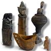 Image 1 : Collection of Carved Wooden & Woven Tribal Artifacts w Figurines Tallest is 11"