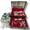 Image 1 : 1847 Rogers Bros Silverware Set in Wooden Case And Mixed Silverware