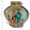 Image 2 : Asian Hand-Painted Crackle Glaze Vase, Figural & Floral Decoration, Heart Motifs, 9 Inches Tall, Art