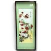 Image 1 : Framed 3D Chinese Ceramic Art w Parrot & Flowers 12.5x31.5"