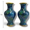 Image 2 : Pair of Chinese Cloisonné Vases w Floral Design & Gold Tone Rims 6.25" Tall