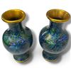 Image 3 : Pair of Chinese Cloisonné Vases w Floral Design & Gold Tone Rims 6.25" Tall