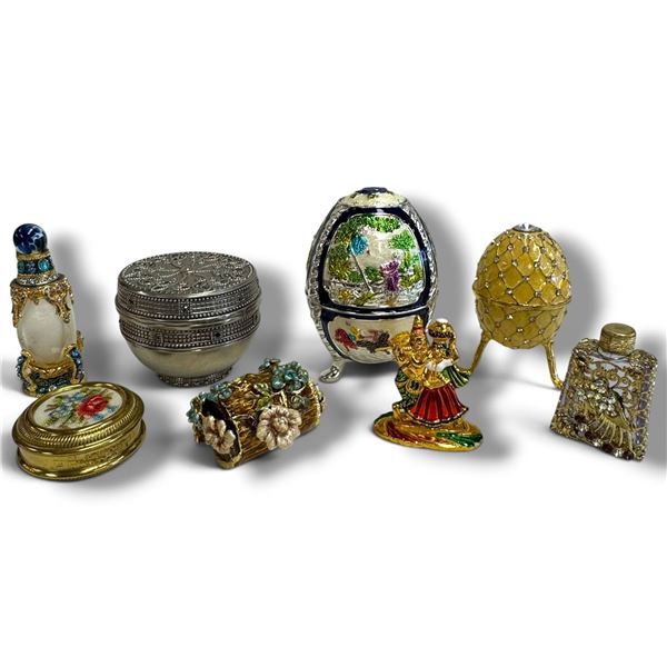 Collection of Decorative Trinket Boxes & Eggs by Lidong & Wallace