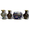 Image 1 : Cloisonné Enamel Vases & Lidded Box Set Tallest is 4.25"