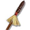 Image 1 : Maori Carved Wood Taiaha-Style Staff, Paua Shell Eyes & Fiber Tassel, 62 Inches Long, New Zealand NZ