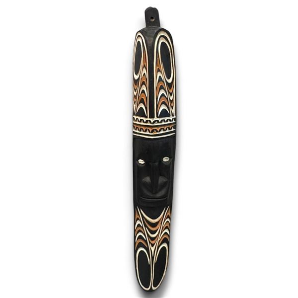 Papua New Guinea Sepik Carved Wood Mask, Painted Tribal Wall Art, 29 Inches Long, Oceanic Art Decor.